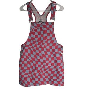 Forever 21 Pink and Blue Plaid Overalls